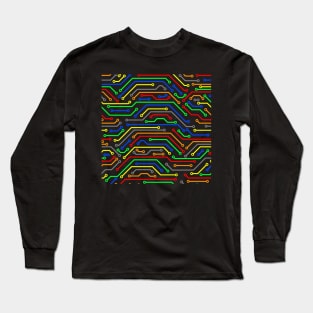 Colorful PCB printed circuit board  trace lines art Long Sleeve T-Shirt